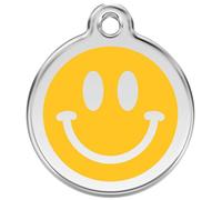 Red Dingo Enamel Dog & Cat ID Tags Smiley Face - Large