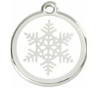 Red Dingo Enamel Dog & Cat ID Tags Snow Flake White