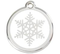 Red Dingo Snowflake Enamel Dog Tag White - Large