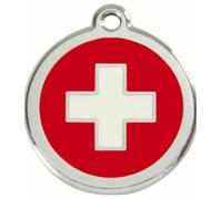 Red Dingo Enamel Dog & Cat ID Tags Switzerland Flag