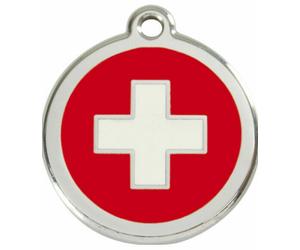 Red Dingo Enamel Dog & Cat ID Tags Switzerland Flag