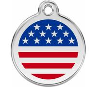 Red Dingo Enamel Dog & Cat ID Tags USA Stars & Stripes Flag