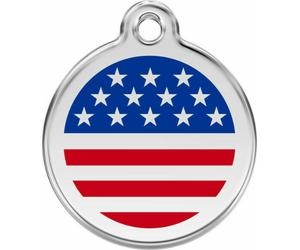 Red Dingo Enamel Dog & Cat ID Tags USA Stars & Stripes Flag