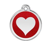 Red Dingo Glitter Heart Dog ID Tag (Red, Small)