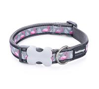 Red Dingo Bucklebone Dog Collar Design, Flamingo Grey, Small 15mm