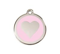 Red Dingo Heart Enamel Dog Tag Pink - Medium