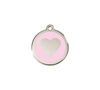 Red Dingo Heart Enamel Dog Tag Pink - Small