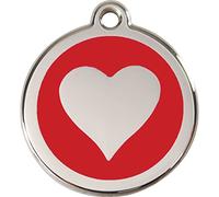 Red Dingo Heart Enamel Dog Tag Red - Small
