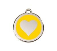 Red Dingo Heart Enamel Dog Tag Yellow - Medium