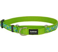 Red Dingo Martingale Collar, 24-36 cm x 15 mm, Turquoise Stars on Lime Green