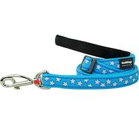 Red Dingo Padded Handle Dog Lead 1.8m Design, Stars Turquoise, Medium 20mm