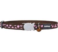 Red Dingo Patterned Cat Collar, 12 mm, Neck Size 20 - 32 cm, Brown/ Pink Spots