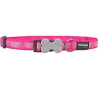 Red Dingo Paw Impressions Dog Collar, 15mm, Hot Pink