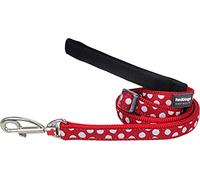 Red Dingo Pet Leash, White Spots on Red, 15mm