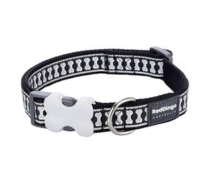 Red Dingo Reflective Bones Dog Collar Black - Extra Small (20-32cm)