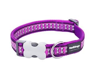 Red Dingo Reflective Bones Dog Collar Purple - Extra Small (20-32cm)