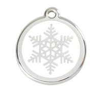 Red Dingo Snowflake Enamel Dog Tag White - Large