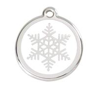 Red Dingo Snowflake Enamel Dog Tag White - Medium