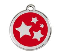 Red Dingo Stars Motif Dog Collar Tag Red