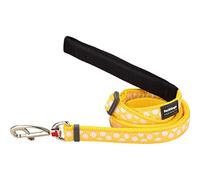Red Dingo Yellow White Dots Leash 15mm (5/8" Wide - 4-6' Length)