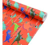 Red Dinosaur Animal Birthday Wrapping Paper Roll，Topeedy 43cm*10m Dinosaur Theme Eco Friendly Gift Wrap for Kid’s Birthday Decoration- red