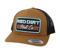 Red Dirt Hat Company Between The Line Adjustable Snapback Hat, 6-panel - Caramel/Black, One size