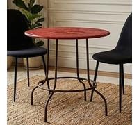 Red Distressed Metal Top Side Table with Black Four Leg Metal Base | Artisan