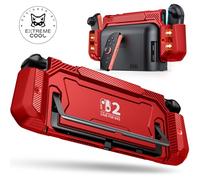 Red Dockable Case for Nintendo Switch 2,Switch 2 Grip Case with Ergonomic Grip&Pop-up Joy-Con Quick Release,Charging Friendly Protective Cover with 4 Thumb Stick Caps,Hard Shell for Switch 2 Console