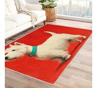 Red Dog Area Rug for Living Room & Bedroom Printed Indoor/Outdoor Carpet 240x300cm White Design Durable & Stylish Perfect for Pet Owners