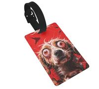 red Dog Luggage Tags for Suitcases, PVC Suitcase Tag with Secure Strap Suitcase Identifier with Privacy Name Card for Travel Bag Tags Personalized Baggage Tag for Women Men