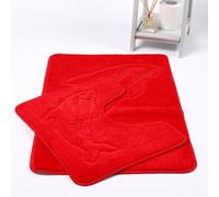 (Red ) Dolphin Bath & Pedestal Mat 2 Piece Bath Mat Set