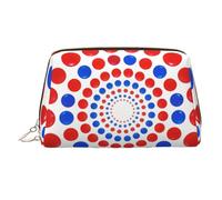 Red Dot Swirl Print Travel Makeup Bag Large Cosmetic Bag, 3 Internal Organizer Pockets for Essentials