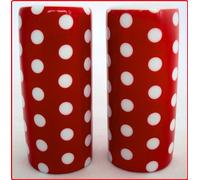 Red Dots Salt and Pepper Set Ceramic Porcelain Round Salt & Pepper Cruet Set Hand Decorated in The UK Free UK Delivery