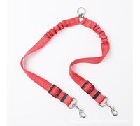 Red Double Dog Lead for Walking 2 Dog, No Tangle 360° Swivel Dog Leash, Bungee Shock-Absorbing Reflective Dual Leash for S/M/L, Split Lead 52-70cm Extendable, Heavy Duty Double Ended Twin Dog Lead