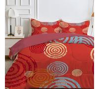 Red Double Duvet, Double Quilt 7.5 Tog for Summer & Autumn, Reversible Coverless Duvet with Geometry Pattern, Lightweight Soft Comforter with 2 Pillowcases, 200x200cm, Machine Washable