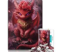 Red Dragon 1000 Piece Jigsaw Puzzle for Adults Teens,Learning Educational Toys Family Games with Matching Poster And Trivia Sheet (50x75cm)