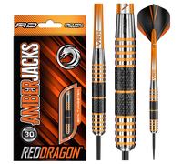 Red Dragon Amberjack 11 Darts | 90% Tungsten | Classic Black & Orange Steel Tip Darts 30g | Red Dragon Darts