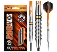 Red Dragon Amberjack 17 Darts | 90% Tungsten | 24g & 26g | Black & Orange Tungsten Steel Tip Darts 24g | Red Dragon Darts