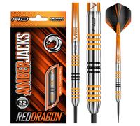 Red Dragon Amberjack 3 Darts | 90% Tungsten | 22g & 24g | Black & Orange Steel Tip Darts 22g | Red Dragon Darts