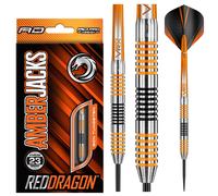 Red Dragon Amberjack 4 Darts | 90% Tungsten | Black & Orange | Red Dragon Steel Tip Darts 23g | Red Dragon Darts