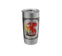 Red Dragon and Daffodils with Decorative Border Stainless Steel Insulated Tumbler