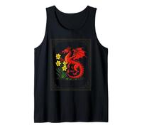 Red Dragon and Daffodils with Decorative Border Tank Top