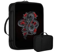 Red Dragon Bible Bag Large Bible Case Cover for Women Men, Multi-Functional Church Bag Bible Protector with Handle Zippered Pocket Christian Gift Bible Study Supplies