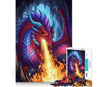 Red Dragon Breathing Fire in Cave 1000 Piece Jigsaw Puzzles for Adults Jigsaw Mind Play Home Pastime Clean Edge Lovely Present (50x75cm)