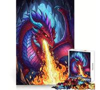 Red Dragon Breathing Fire in Cave 1000 Piece Jigsaws for Adults Puzzle Mind Exercise Toy Family Bond Precision Cut Creative Gift (38x26cm)