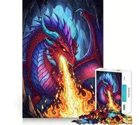 Red Dragon Breathing Fire in Cave Jigsaw 1000 Pieces for Teenagers Strengthen Memory Calm Relax Smooth Edge Amazing Present (38x52cm)