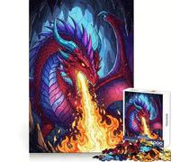 Red Dragon Breathing Fire in Cave Jigsaw 1000 Pieces for Teenagers Strengthen Memory Calm Relax Smooth Edge Amazing Present (38x52cm)