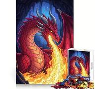 Red Dragon Breathing Fire in Cave Jigsaw Puzzles for Teenagers 1000 Piece Thought Toy Calm Escape Precise Edge Amazing Present (50x75cm)