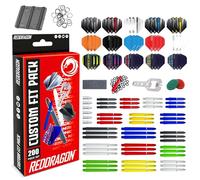 RED DRAGON Darts - 200 Piece Dart Custom Fit Accessory Pack - Includes Dart Flights, Shafts, Trident 180's, Flight Savers, Finger Grip Wax, Multi-tool & more - Professional Darts Accessories