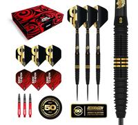 RED DRAGON DARTS - 50 Year Anniversary Player Edition - Jonny Clayton 'The Ferret' 22g - Professional Steel Tip 90% Tungsten Darts Set - Includes Dart Flights & Dart Stems (Shafts)